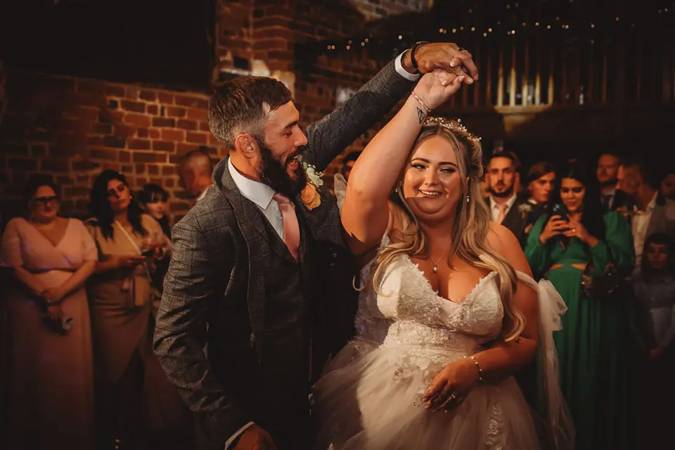 A newly married couple dancing at a wedding supplied by Wedding and Party DJs Worcester